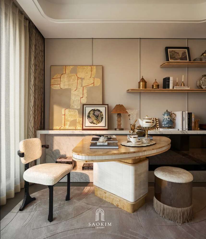 Thiết kế phòng làm việc penthouse phong cách Contemporary art deco - Khi gu sống được kể bằng ngôn ngữ của chất liệu